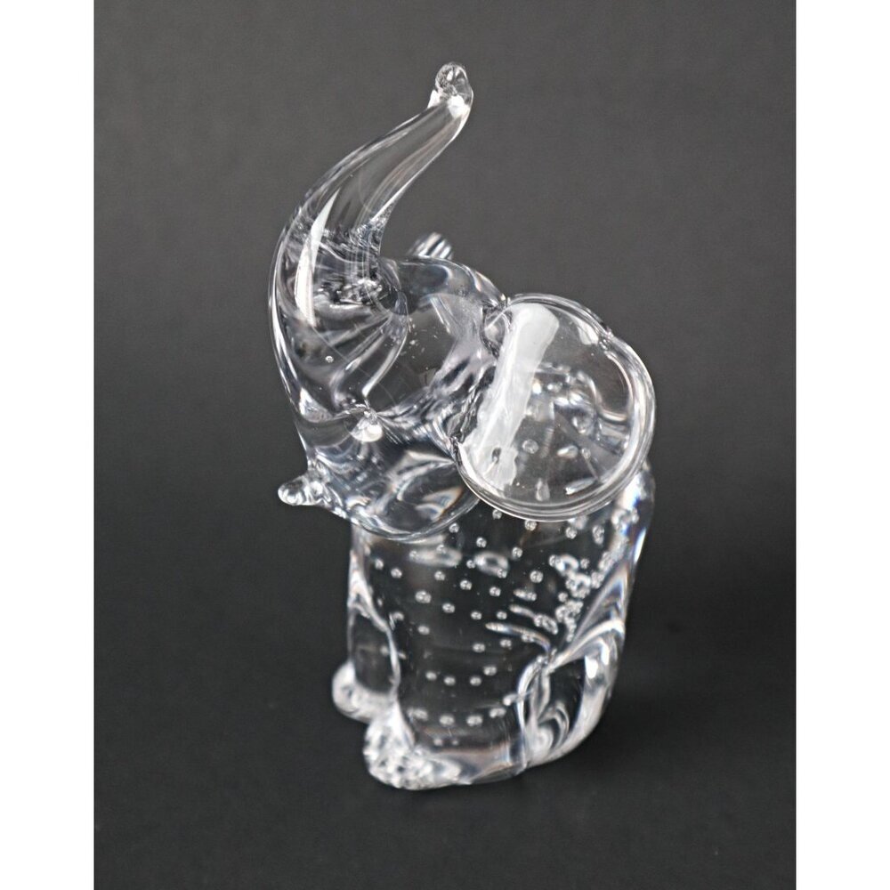 Vintage Murano Glass Elephant Suspended Controlled Bubbles Paperweight Figurine